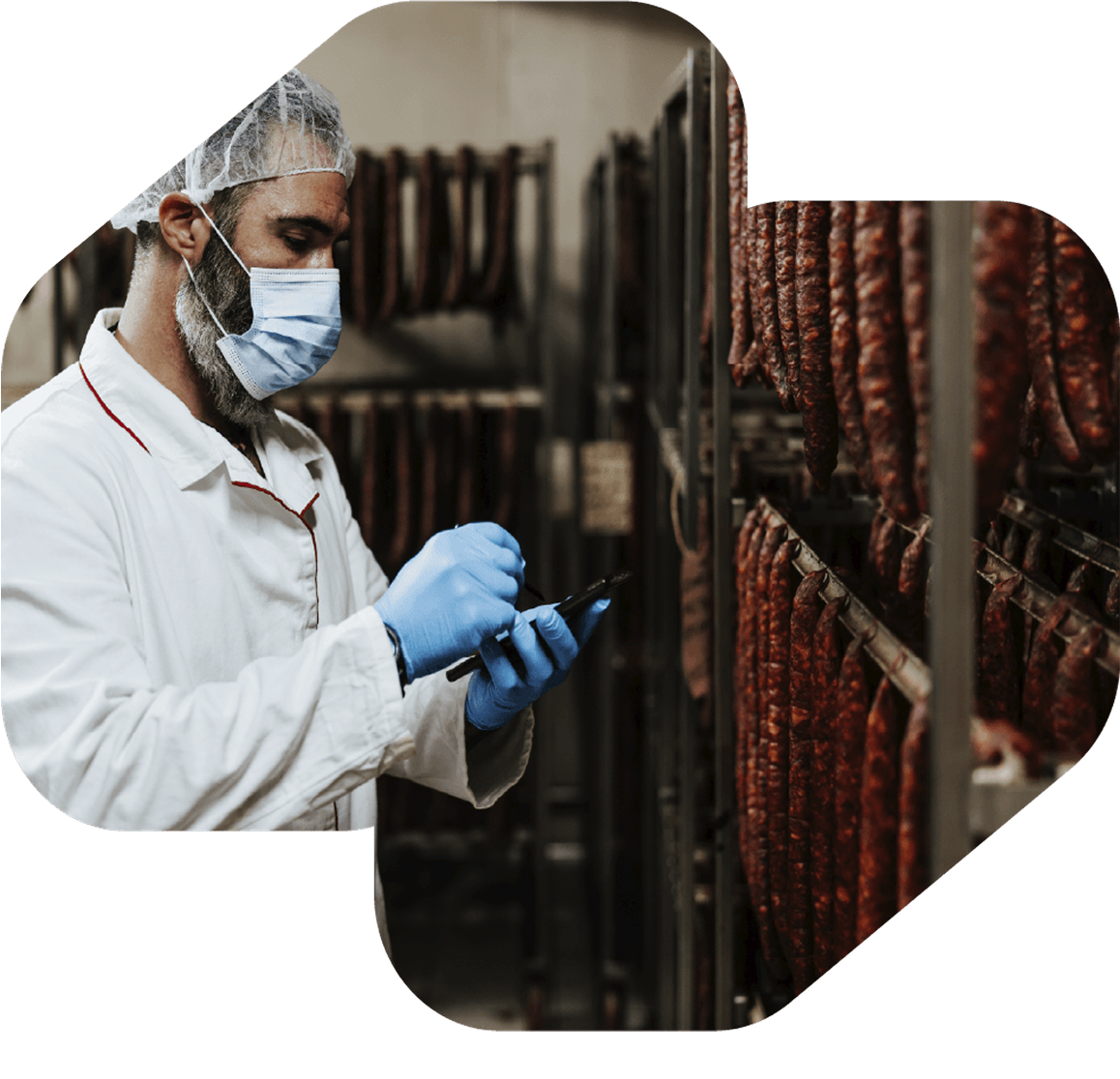 Worker checking production line